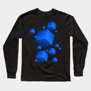 Floating Cubes Blue Long Sleeve T-Shirt